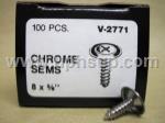 CTS2771R CHROME TAPPING SCREWS #2771, Chrome, Phillips Oval Head SEMS, 8 x 5/8", 100 pcs. (PER BAG)