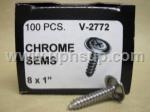 CTS2772R CHROME TAPPING SCREWS #2772, Chrome, Phillips Oval Head SEMS, 8 x 1", 100  pcs. (PER BOX)