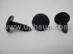 ATF10-9857 AUTO TRIM FASTENERS #9857, Shield Retainers: 
3/16" (5 mm) hole size, 16 mm stem length, 13 mm head diameter, black nylon  (25 PCS.)