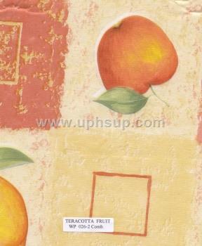 FBTWP026-2 Tablecloth, Fleece-Backed Vinyl Teracotta Fruit,  54" (PER YARD)