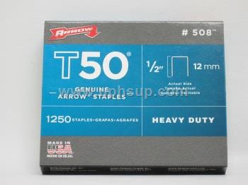 STT508 Staples - #508 Arrow Galvanized Heavy Duty, 1/2" for T-50 gun, 1,250 pcs. (PER BOX)