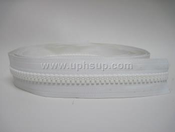 ZIP10PW Zipper - Marine #10, White Molded  Plastic (PER YARD)