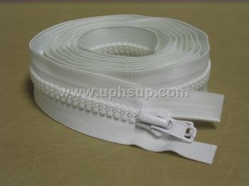 ZIP10W96 Zippers - Marine #10, White Molded Plastic, 96" with double slide (EACH)