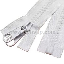 ZIP05WDS18 Zippers - Marine #5, White Molded Plastic, 18" with double slide (EACH)